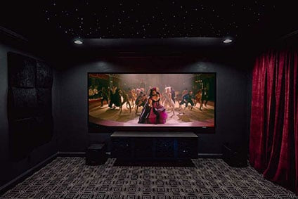 home theater with star ceiling