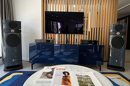 Waiting area with speakers and television