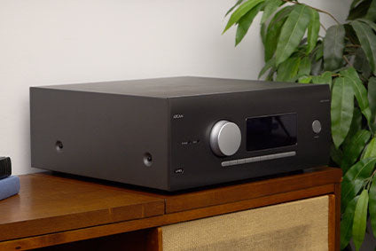 Arcam AV40 angled on table