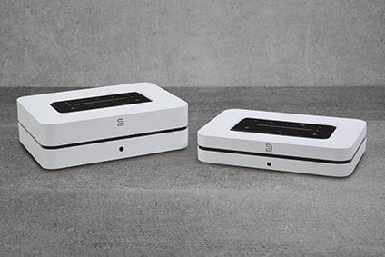 Bluesound Node & Powernode on concrete table