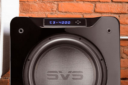 svs subwoofer on brick background