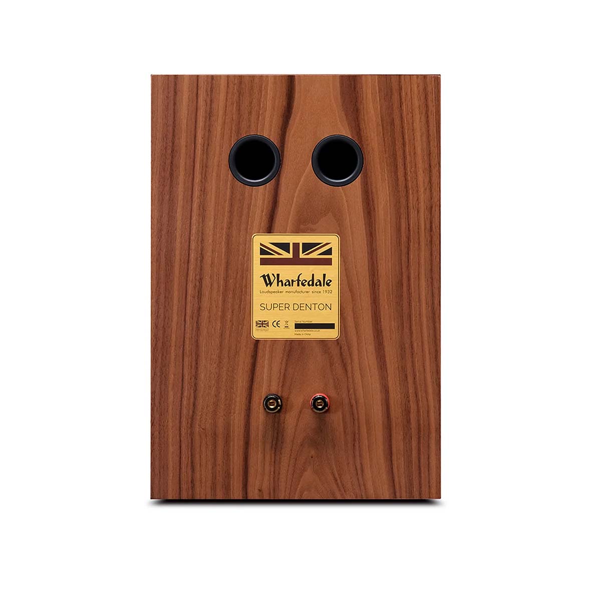 Wharfedale Super Denton Bookshelf Speaker - single in walnut - rear view