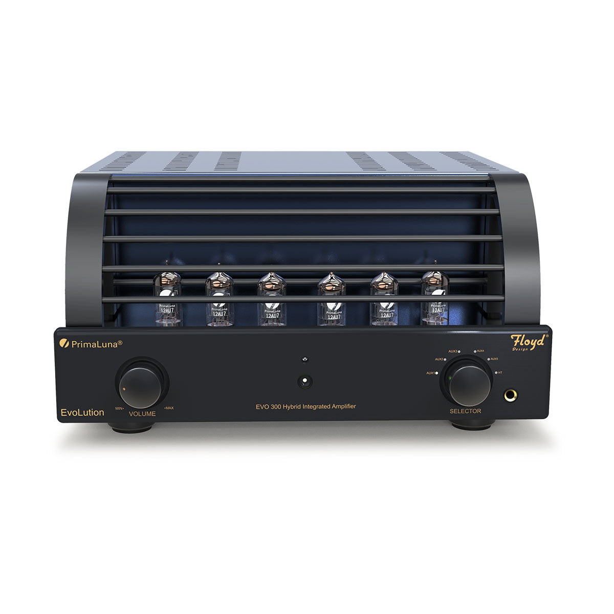 PrimaLuna Evo 300 Hybrid Tube Integrated Amplifier - Black - front view with grille