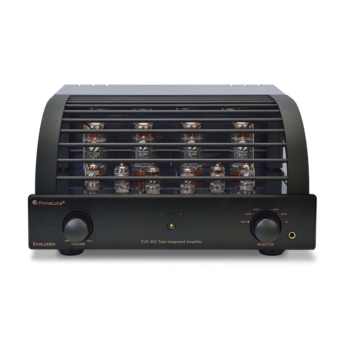 PrimaLuna Evo 300 Tube Integrated Amplifier - Black - front view with grille