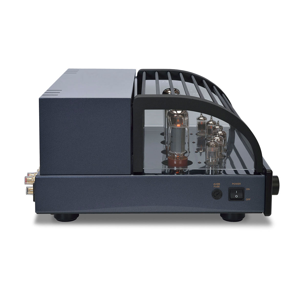 PrimaLuna Evo 300 Tube Integrated Amplifier - Black - side view facing right with grille