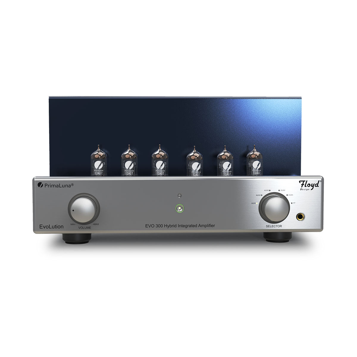 PrimaLuna Evo 300 Hybrid Tube Integrated Amplifier - Silver - front view without grille