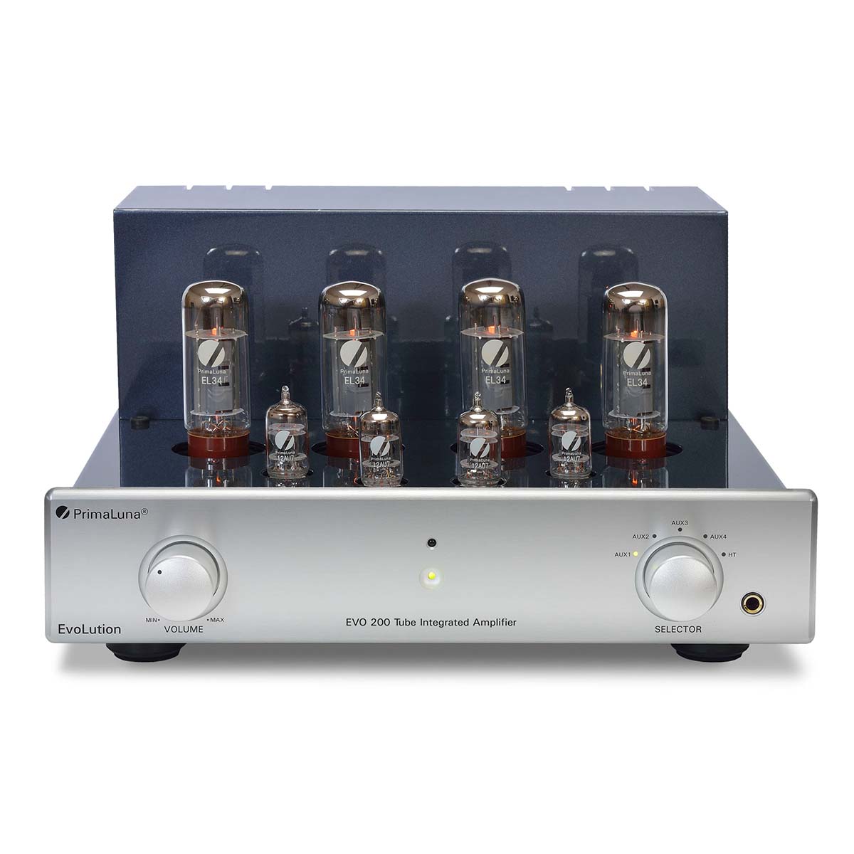 PrimaLuna Evo 200 Tube Integrated Amplifier - Silver - front view without grille