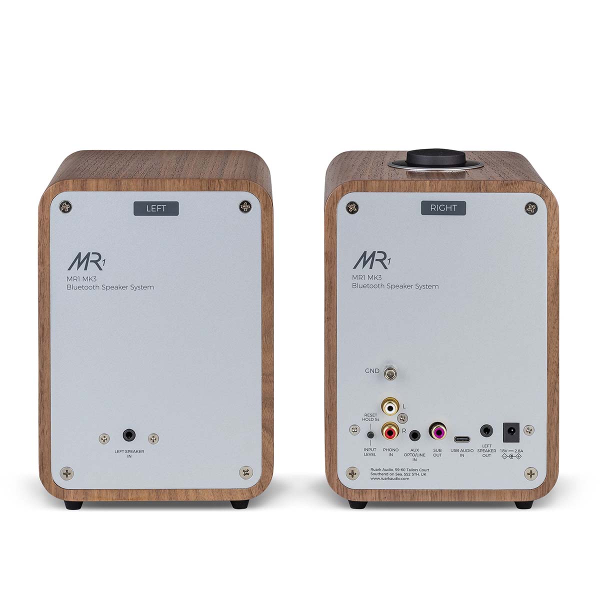 Ruark Audio MR1 Mk3 Desktop Speaker System - walnut pair - rear view