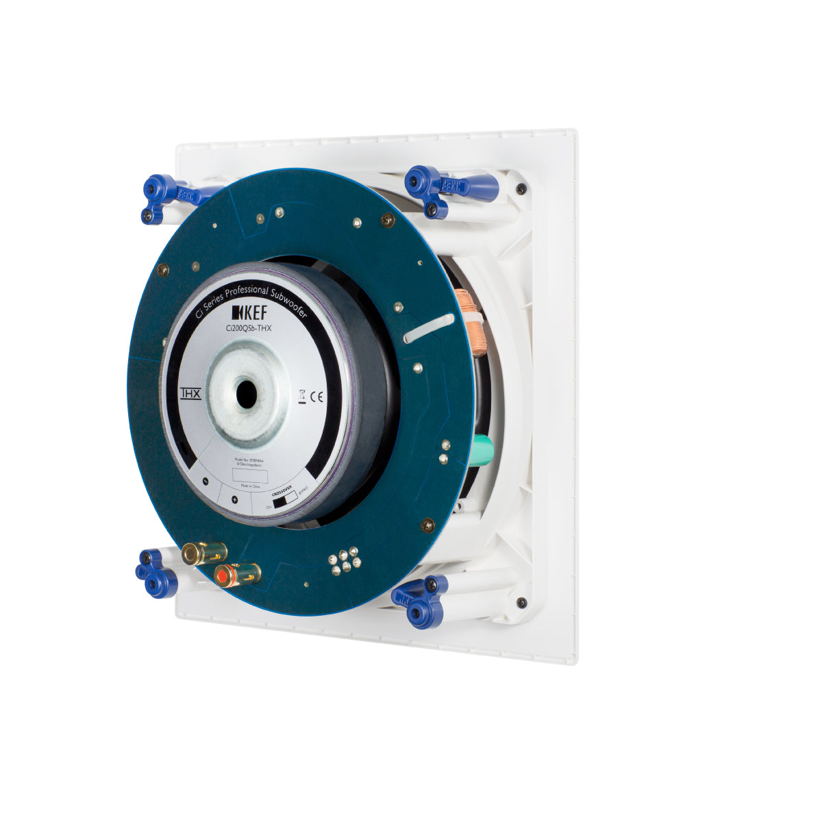 KEF Ci200QSb-THX Extreme In-Wall or In-Ceiling Subwoofer THX Ultra2 - Select2 - White - Pair - angled rear view