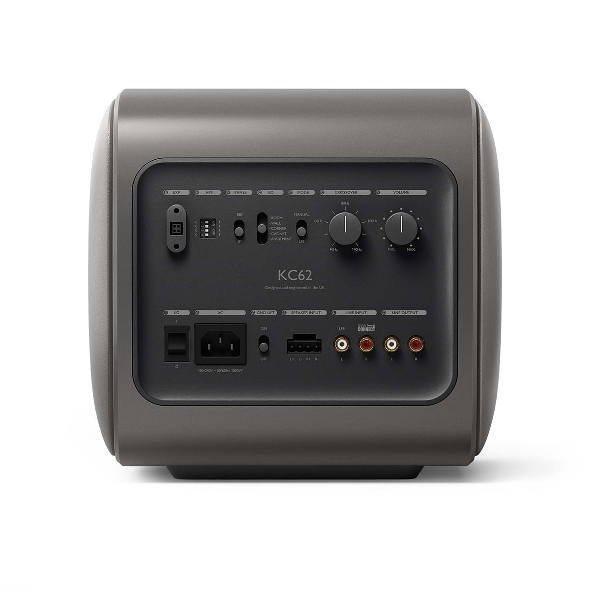 KEF KC62 Subwoofer - Titanium - rear view