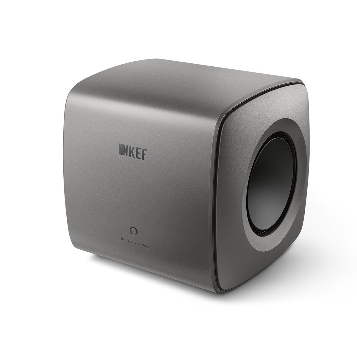 KEF KC62 Subwoofer - Titanium - angled front view