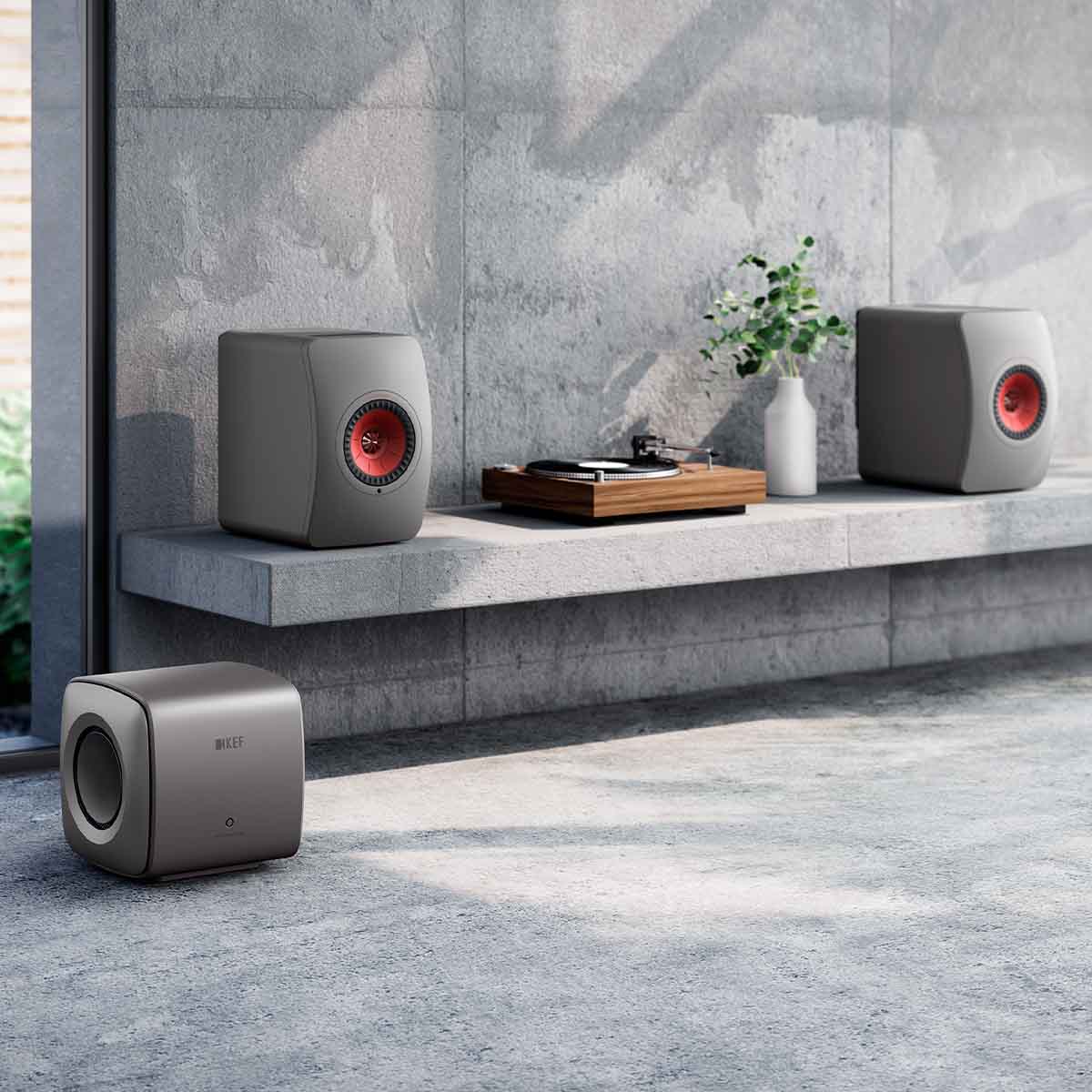 KEF KC62 Subwoofer - Titanium - with LS50W and turntable