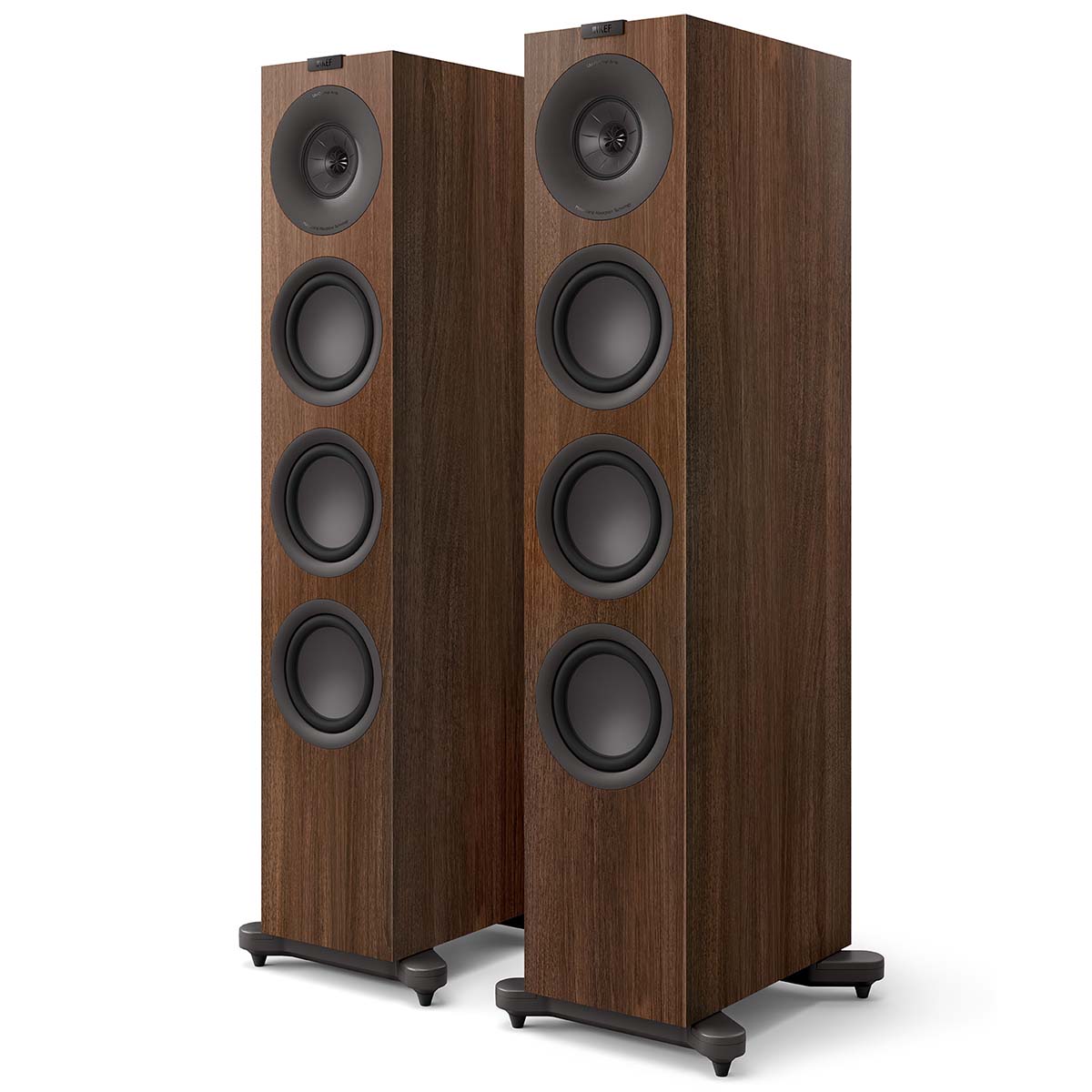 KEF Q11 Meta Floorstanding Loudspeaker - pair walnut front view
