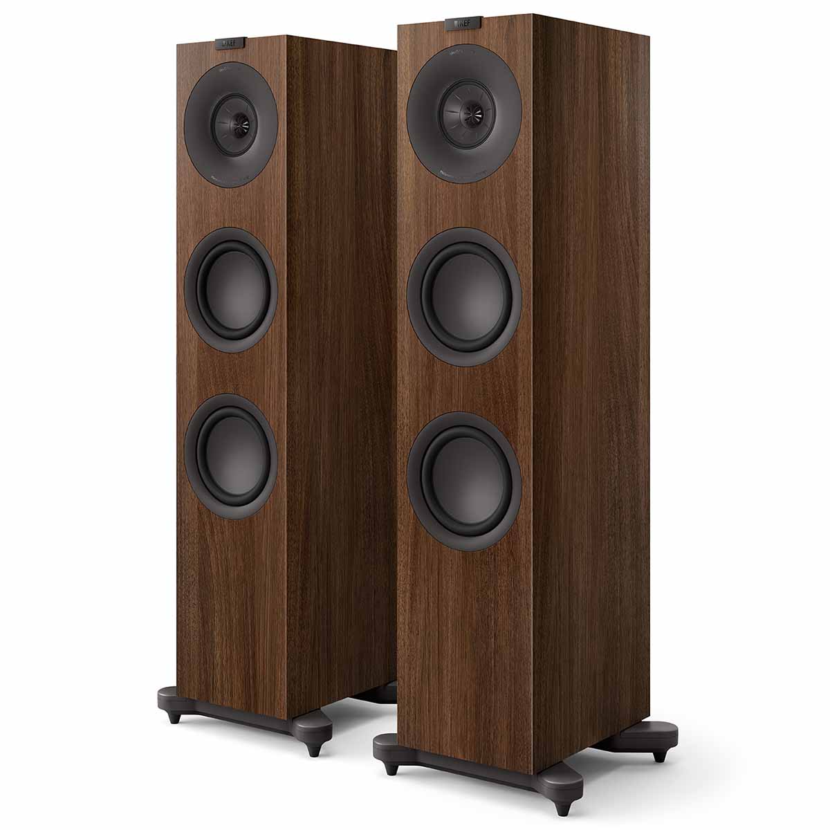 KEF Q7 Meta Floorstanding Loudspeakers - pair walnut front view