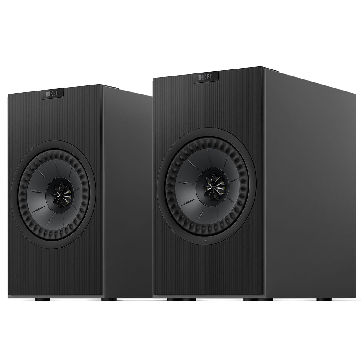 KEF Coda W Powered Speakers - Dark Titanium - pair of speakers angled left