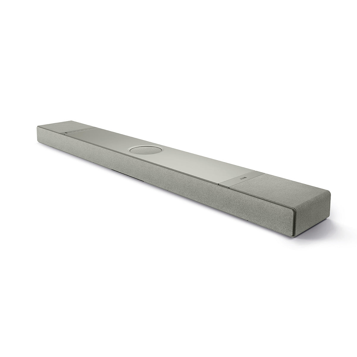 KEF XIO Soundbar - Silver Grey - front view angled left laying flat