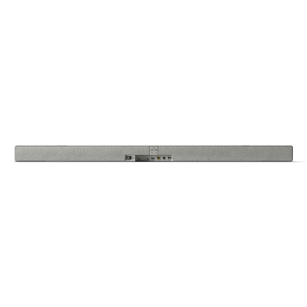 KEF XIO Soundbar - Silver Grey - rear view laying flat showing inputs