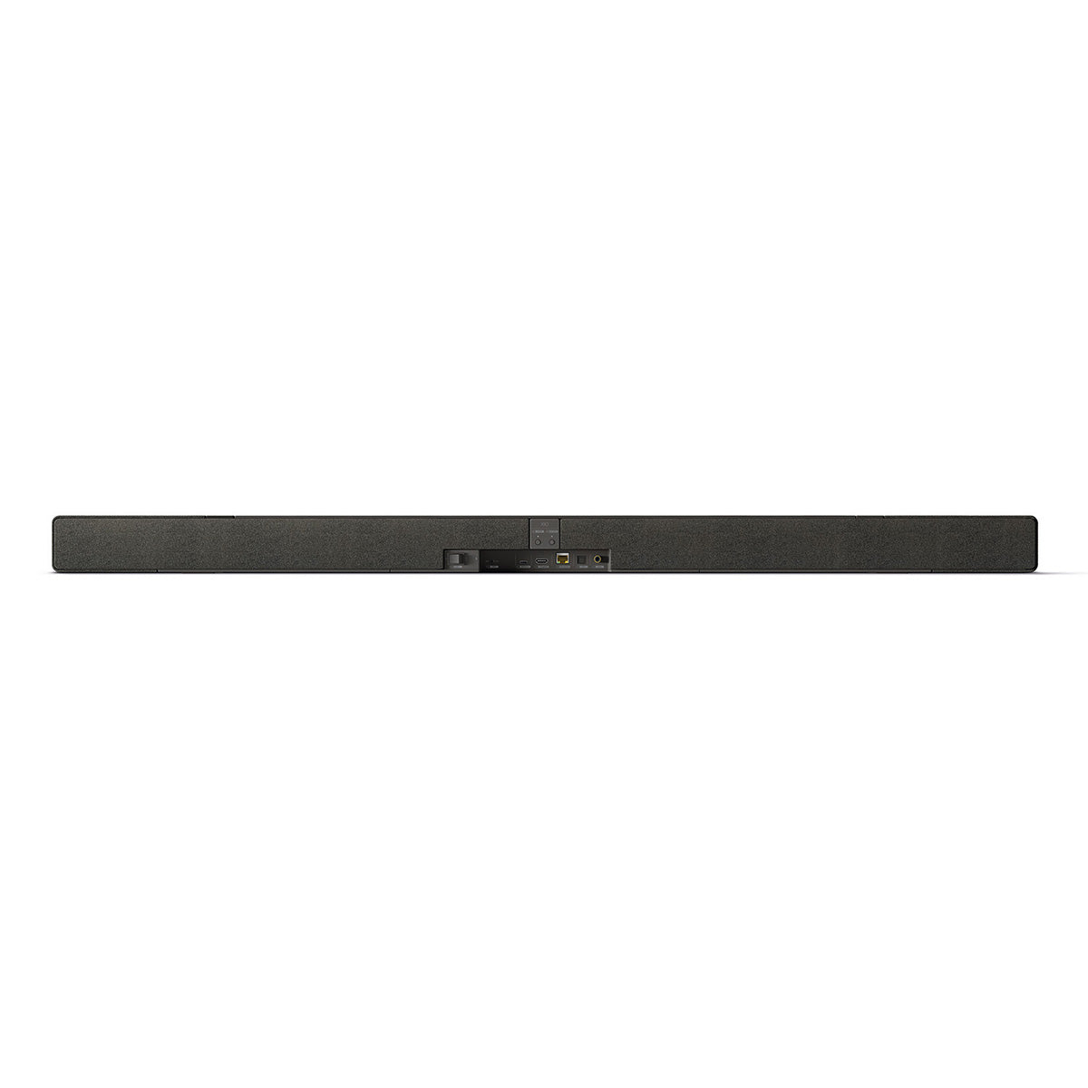 KEF XIO Soundbar - Slate Black - rear view laying flat showing inputs
