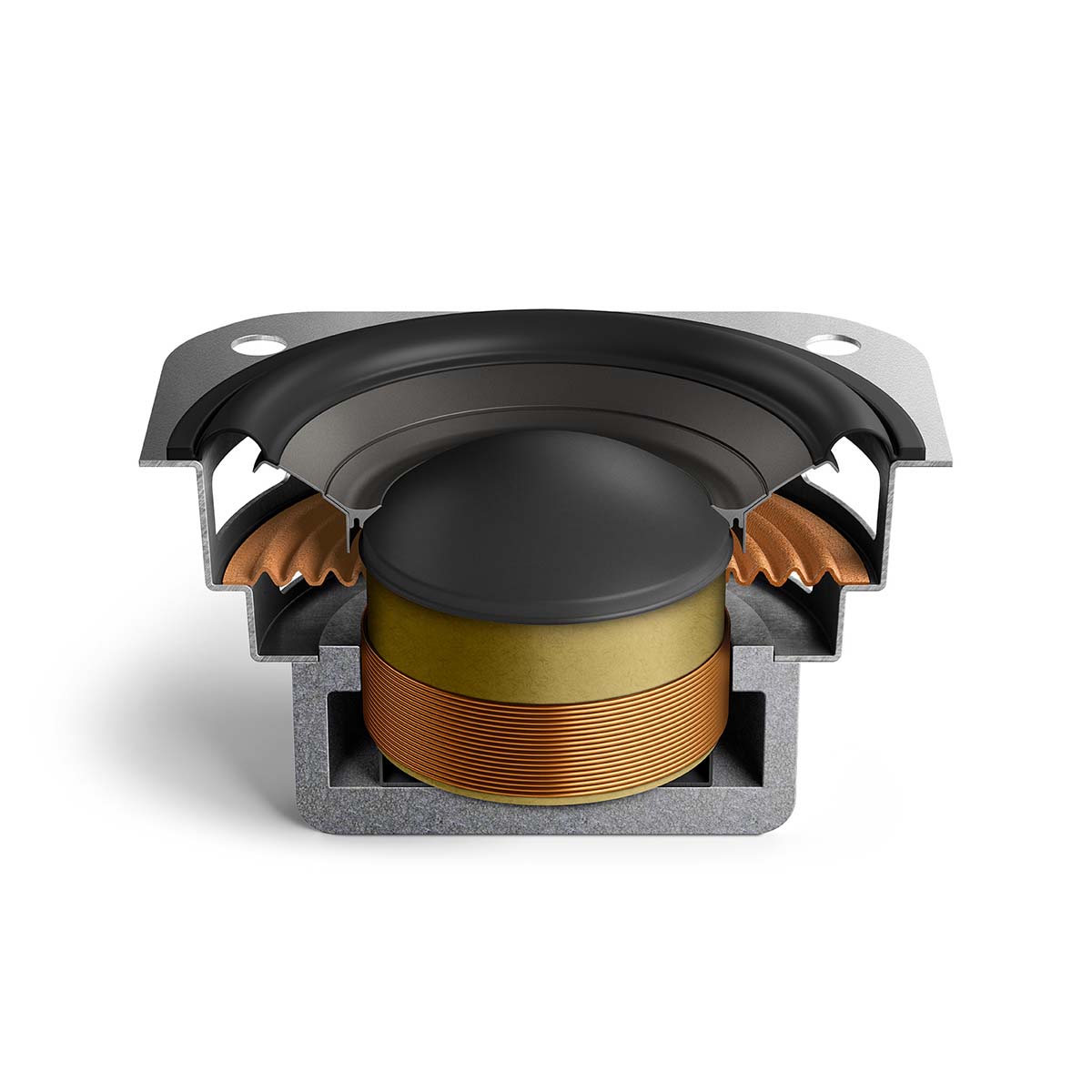 KEF XIO Soundbar - graphic of bisected internal speaker