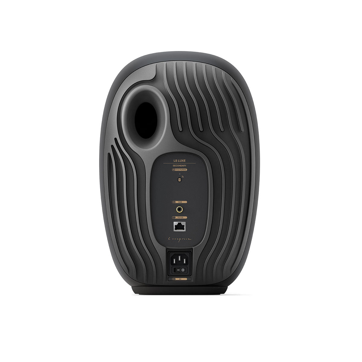 KEF LS Luxe Wireless HiFi Speakers - single black speaker rear view
