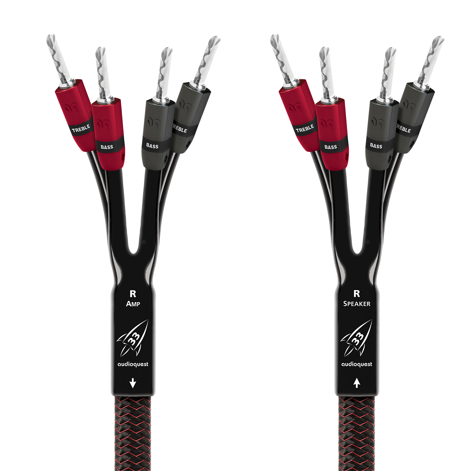 AudioQuest Rocket 33 Single BiAmp Speaker Cable w/ SureGrip 300 Connectors - front view