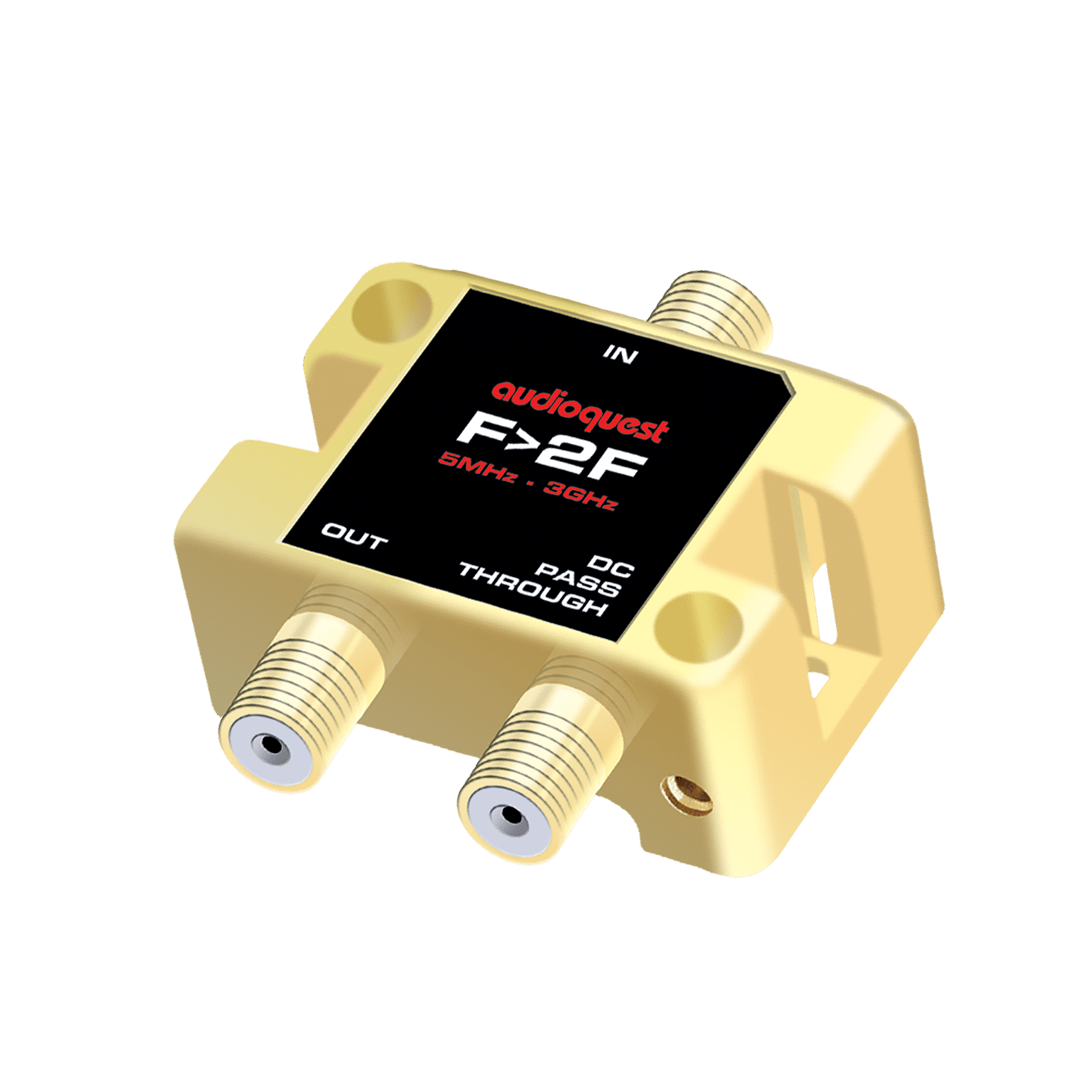 AudioQuest F > 2F 3GHz 75Ω Splitter Gold-Plated Coaxial Signal Distributor - front view