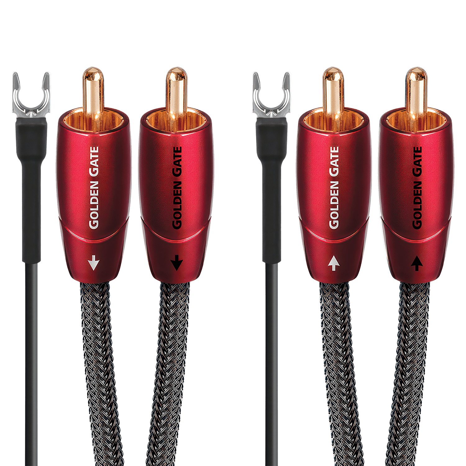 AudioQuest Golden Gate Turntable RCA > RCA Turntable Cable + Ground Wire - front view