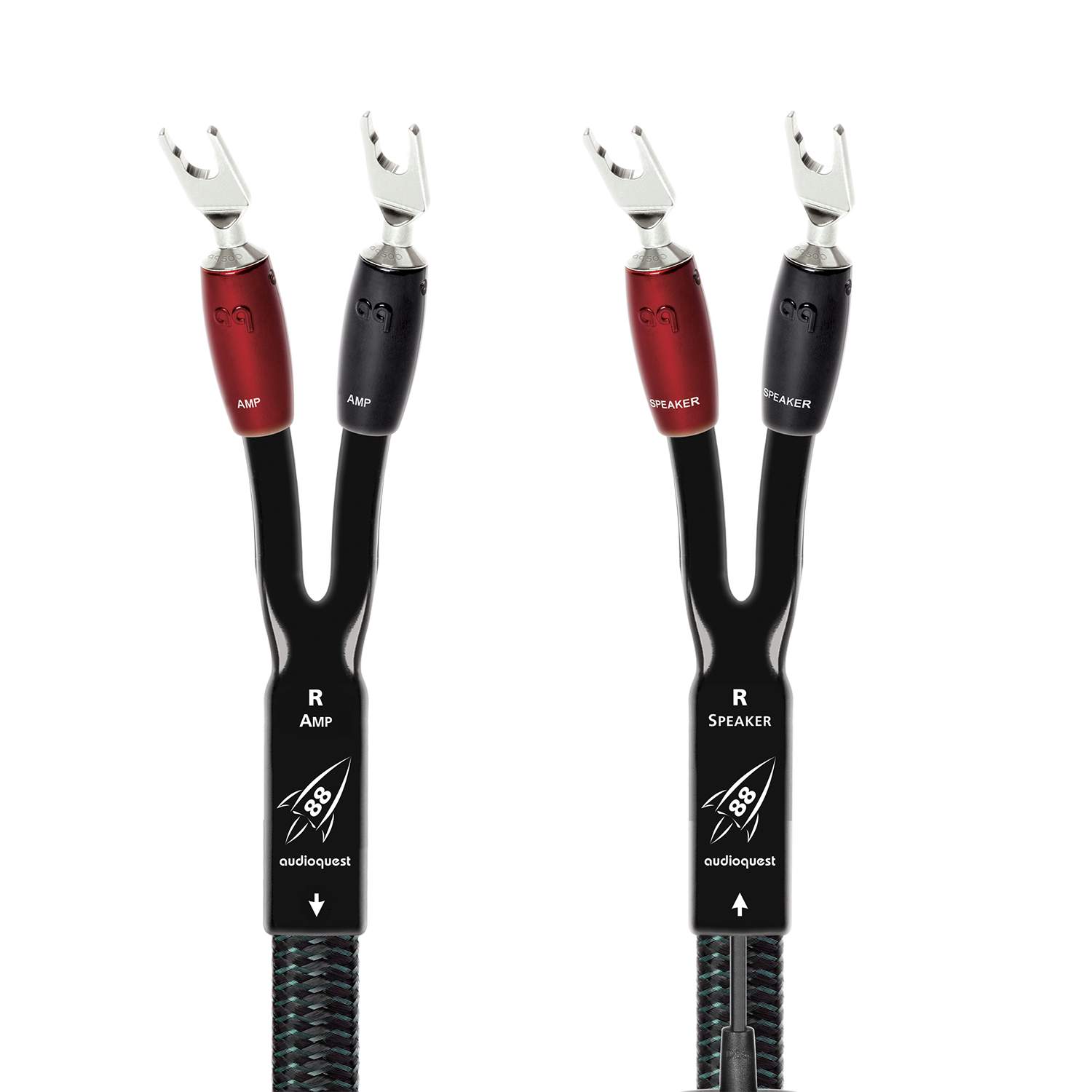 AudioQuest Rocket 88 Full-Range Speaker Cable w/ SureGrip 500 Connectors - front view