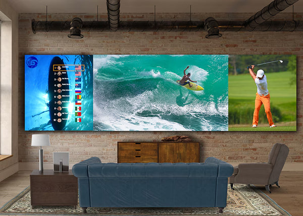 Video wall displaying 3 different programs at once