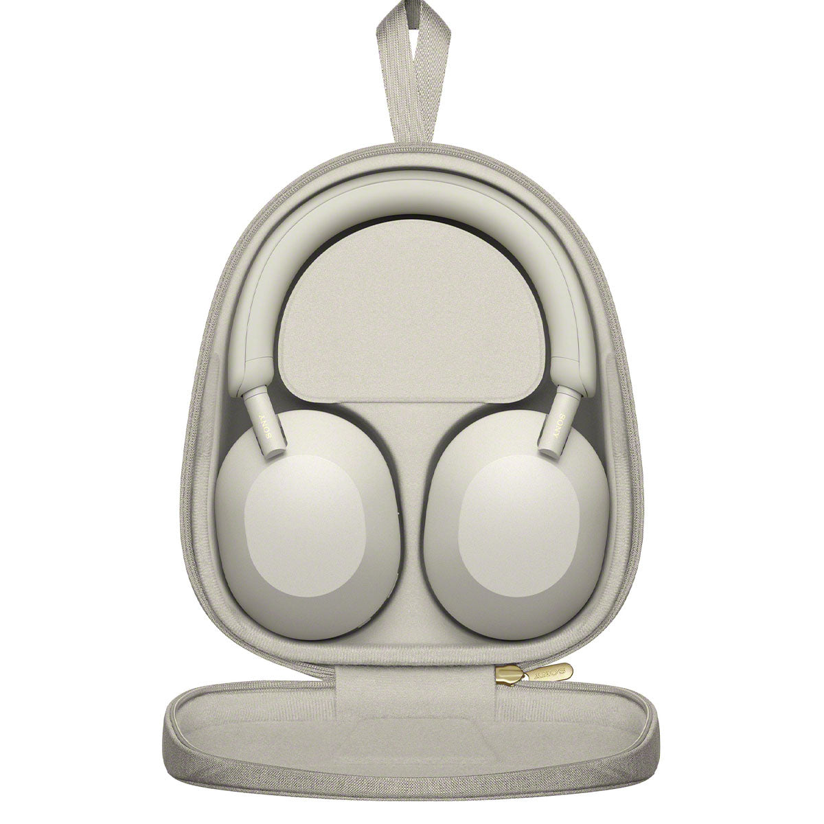 Sony WH-1000XM5 Wireless Over-Ear Headphones - Silver - placed inside included case