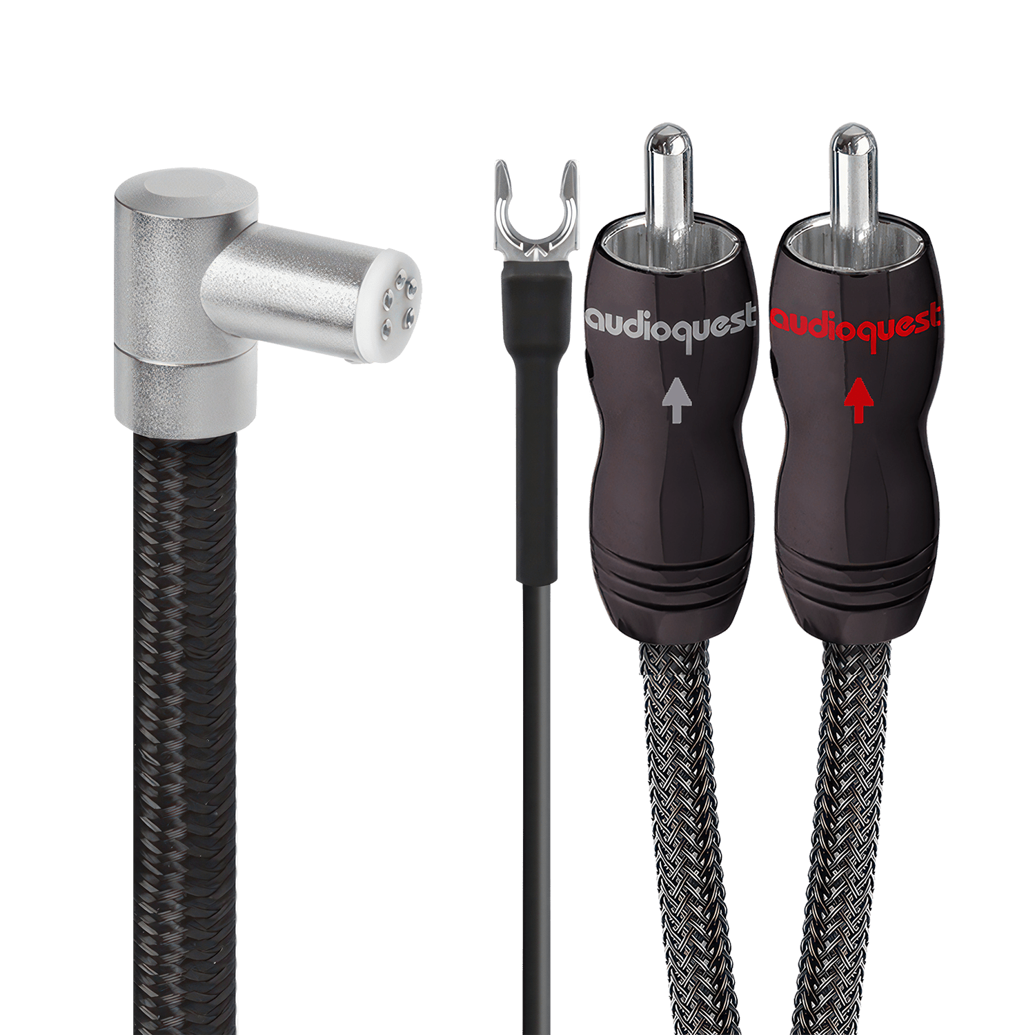 AudioQuest WEL Signature 90˚ Tonearm JIS > RCA Limited Edition Cable + Ground Wire - front view