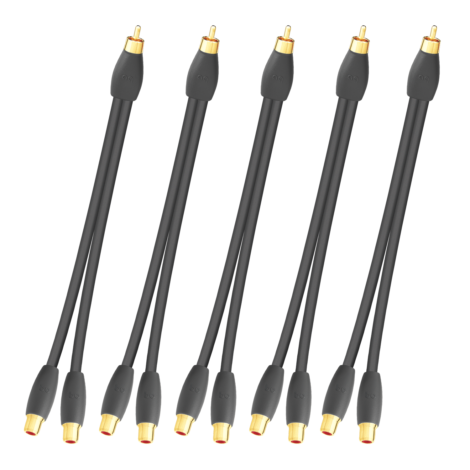 AudioQuest FLX-X M22F RCA Splitter i-Pack 1 x Male RCA > 2 x Female RCA Splitter - Installer 5-Pack - front view