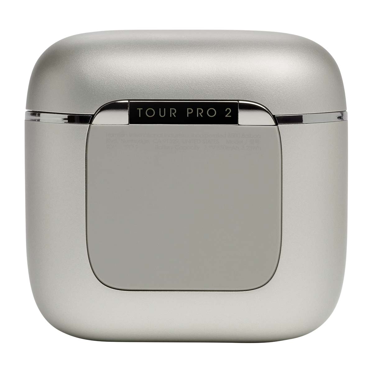 JBL Tour Pro 2 True Wireless Noise Cancelling Earbuds - champagne case rear view lid closed