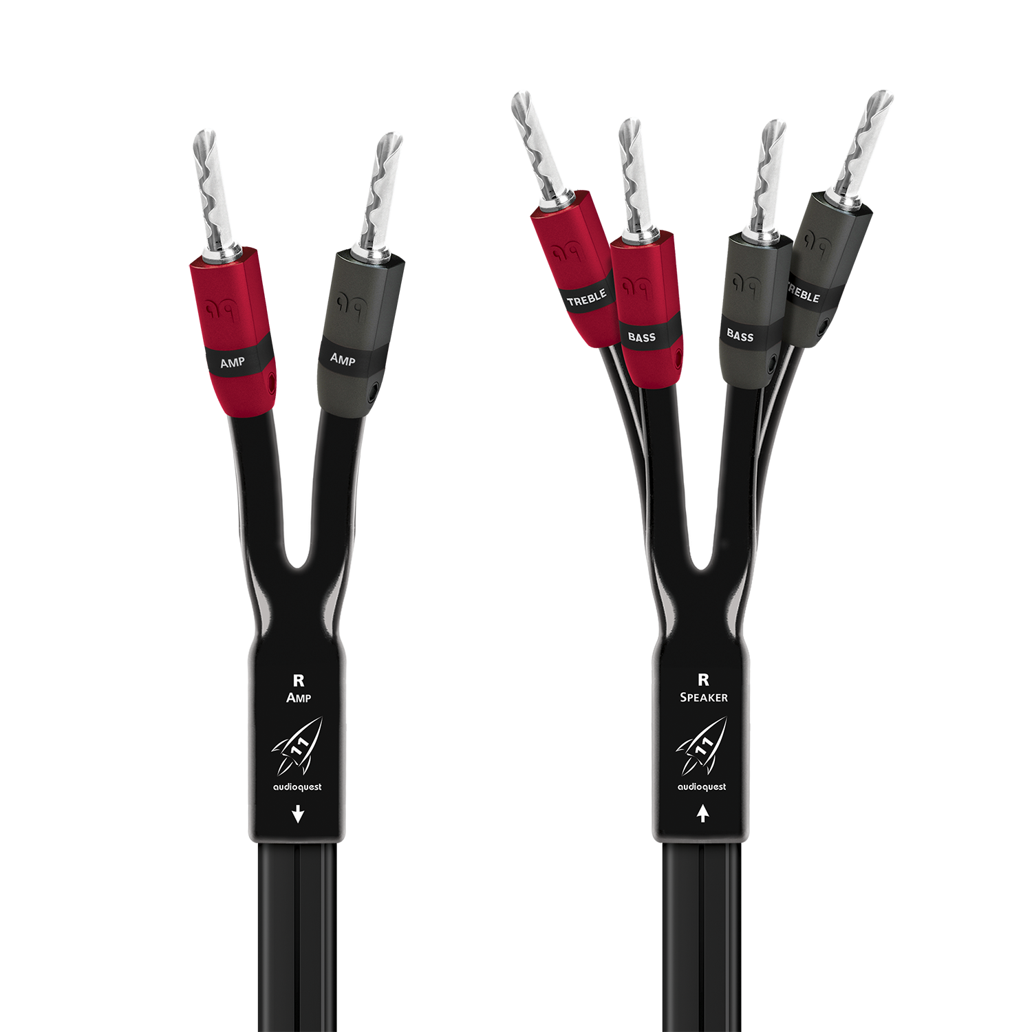 AudioQuest Rocket 11 Single BiWire Speaker Cable w/ SureGrip 300 Connectors - front view