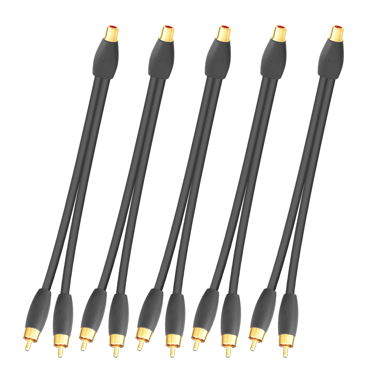 AudioQuest FLX-X F22M RCA Splitter i-Pack 1 x Female RCA > 2 x Male RCA Splitter - Installer 5-Pack - front view