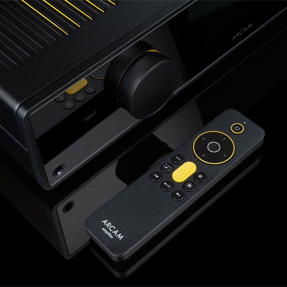 Arcam A50 Signature Stereo Integrated Amplifier close-up of remote control