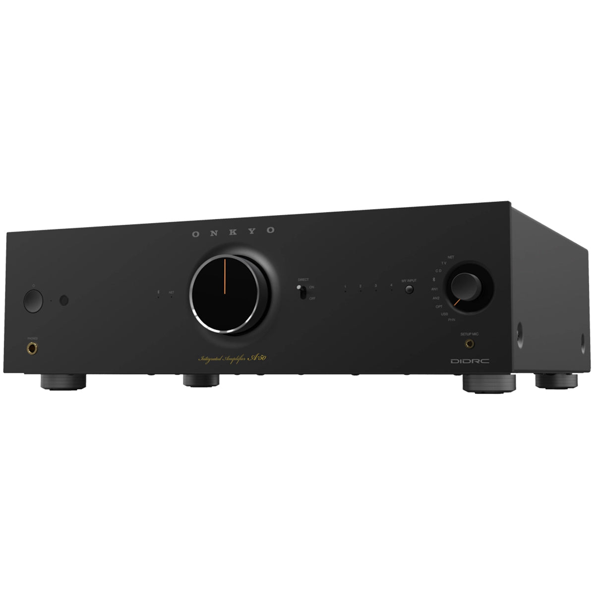 Onkyo Icon A-50 Network Integrated Amplifier black angled front view