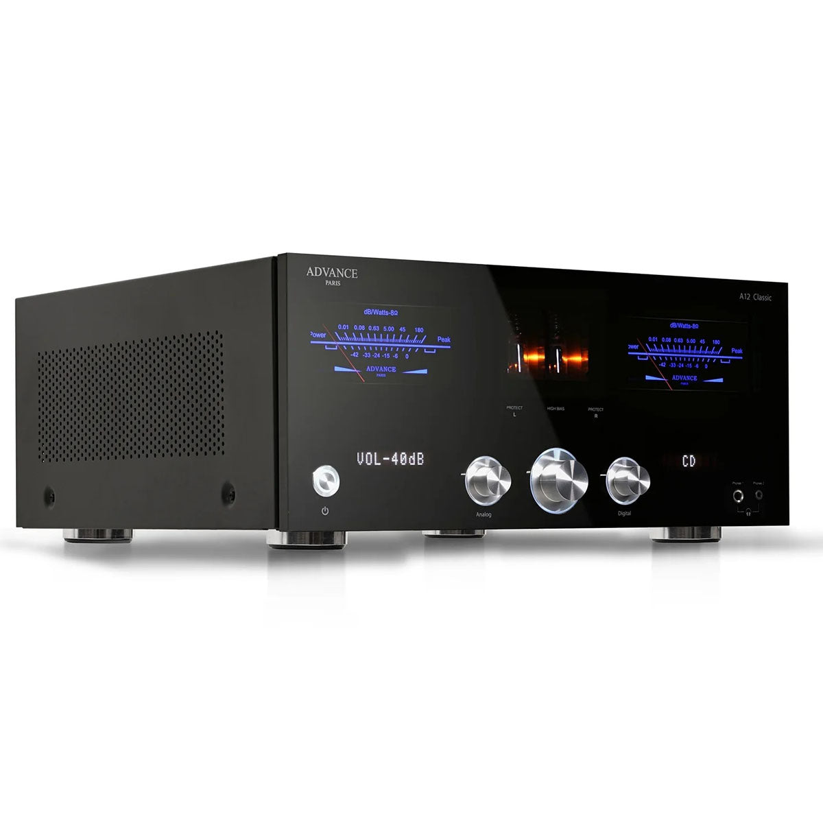 Advance Paris A12 Classic Integrated Amplifier - front view angled right