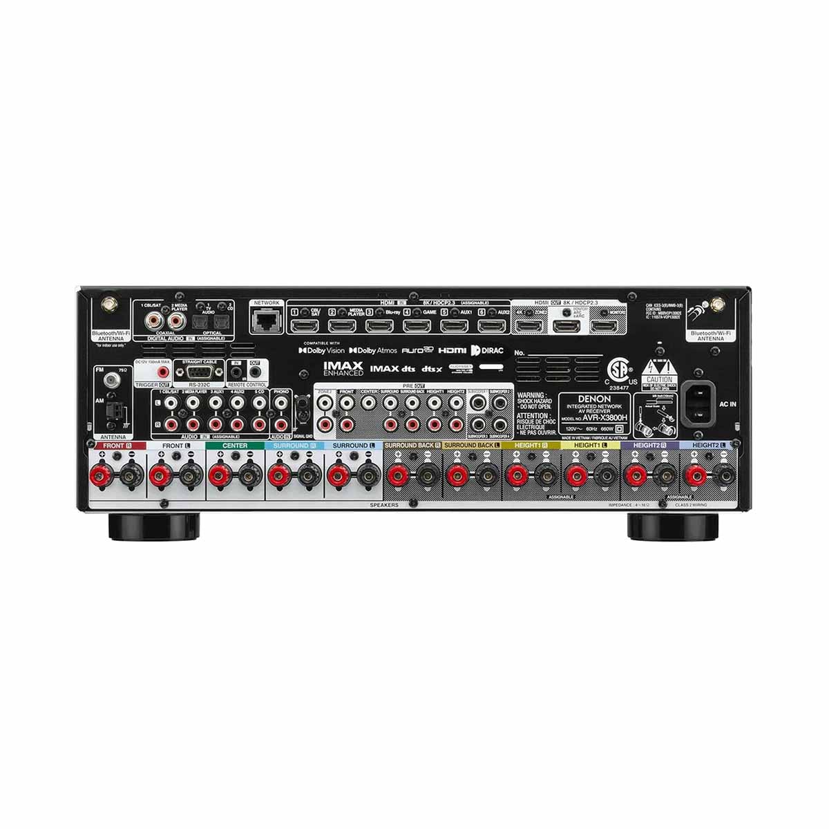 Denon AVR-X3800H Receiver - rear components view