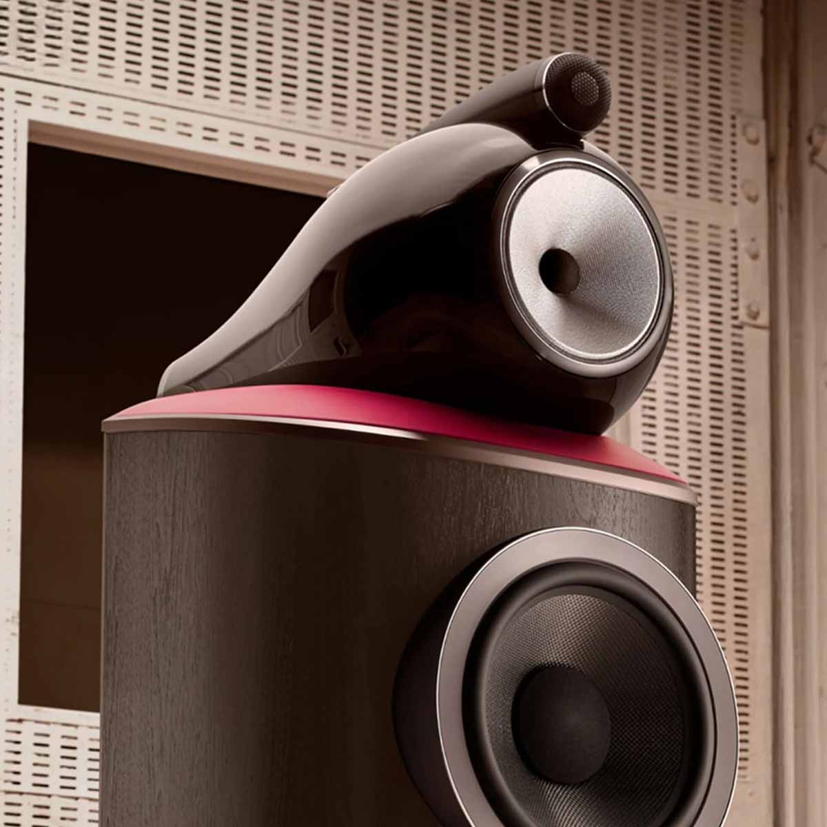 Bowers & Wilkins 801 D4 Abbey Road Limited Edition close-up of mid-range and tweeter in studio