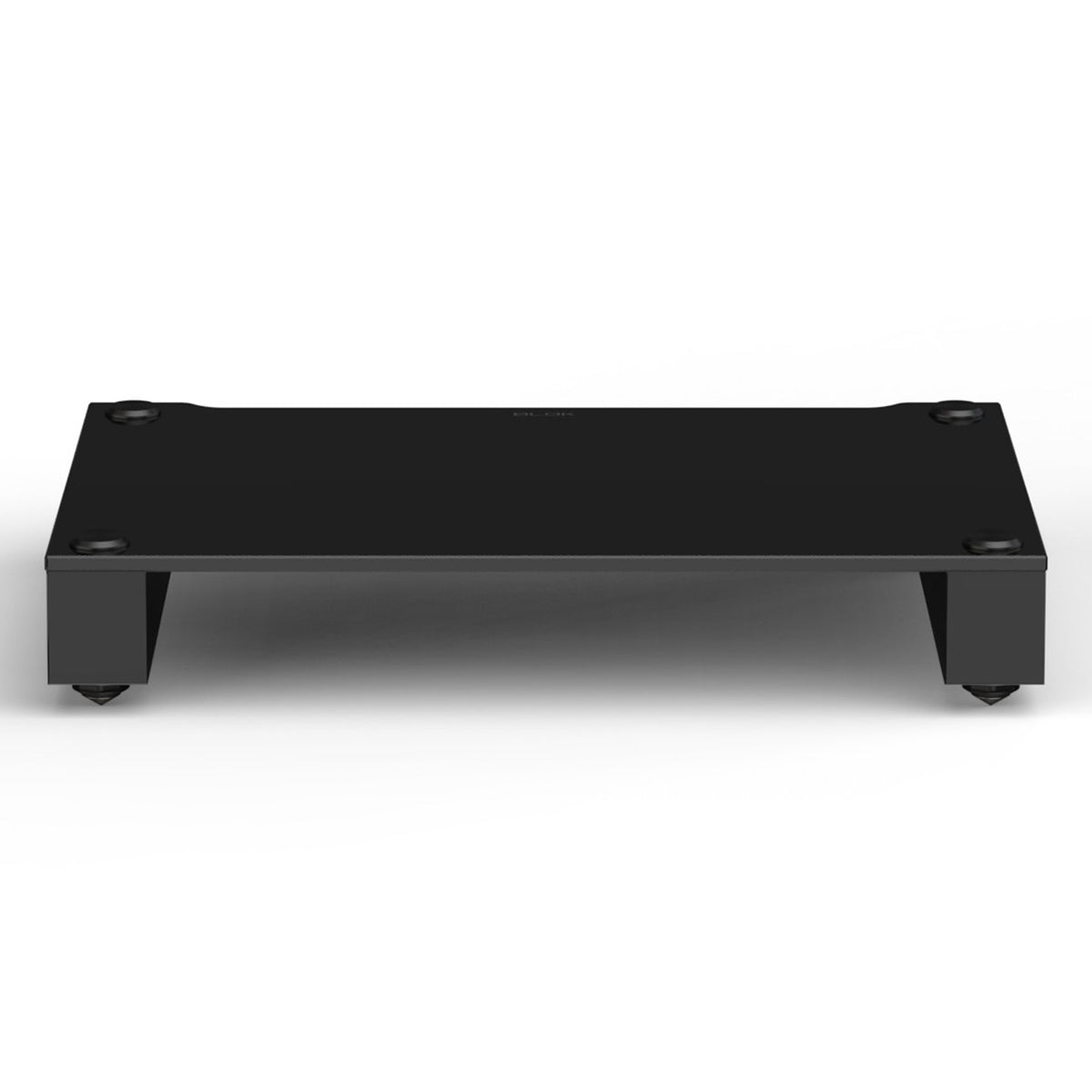 Front view of BLOK HiFi Stax 2G Shelf Base in the black glass / high gloss black finish