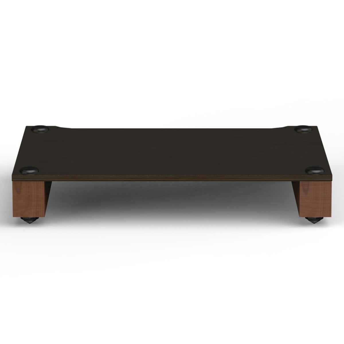 Front view of BLOK HiFi Stax 2G Shelf Base in the black ash / natural walnut finish