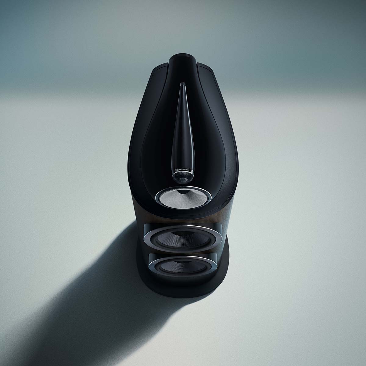 Bowers & Wilkins 801 D5 Floorstanding Loudspeaker - top view of single Dark Walnut speaker