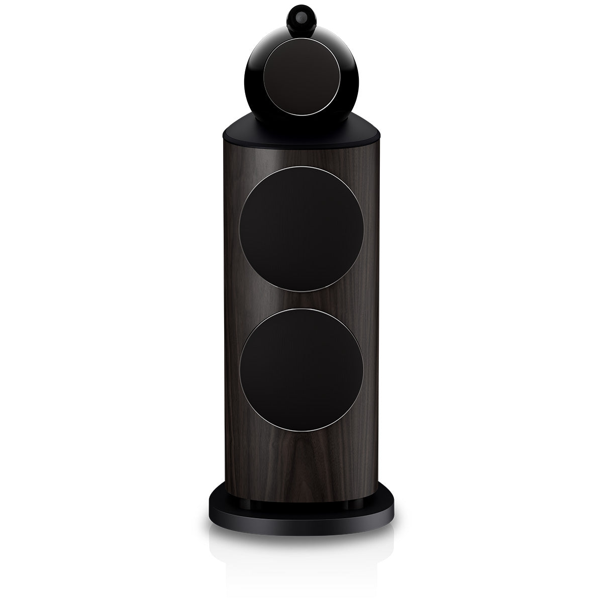 Bowers & Wilkins 801 D5 Floorstanding Loudspeaker - front view of single Dark Walnut speaker with grilles