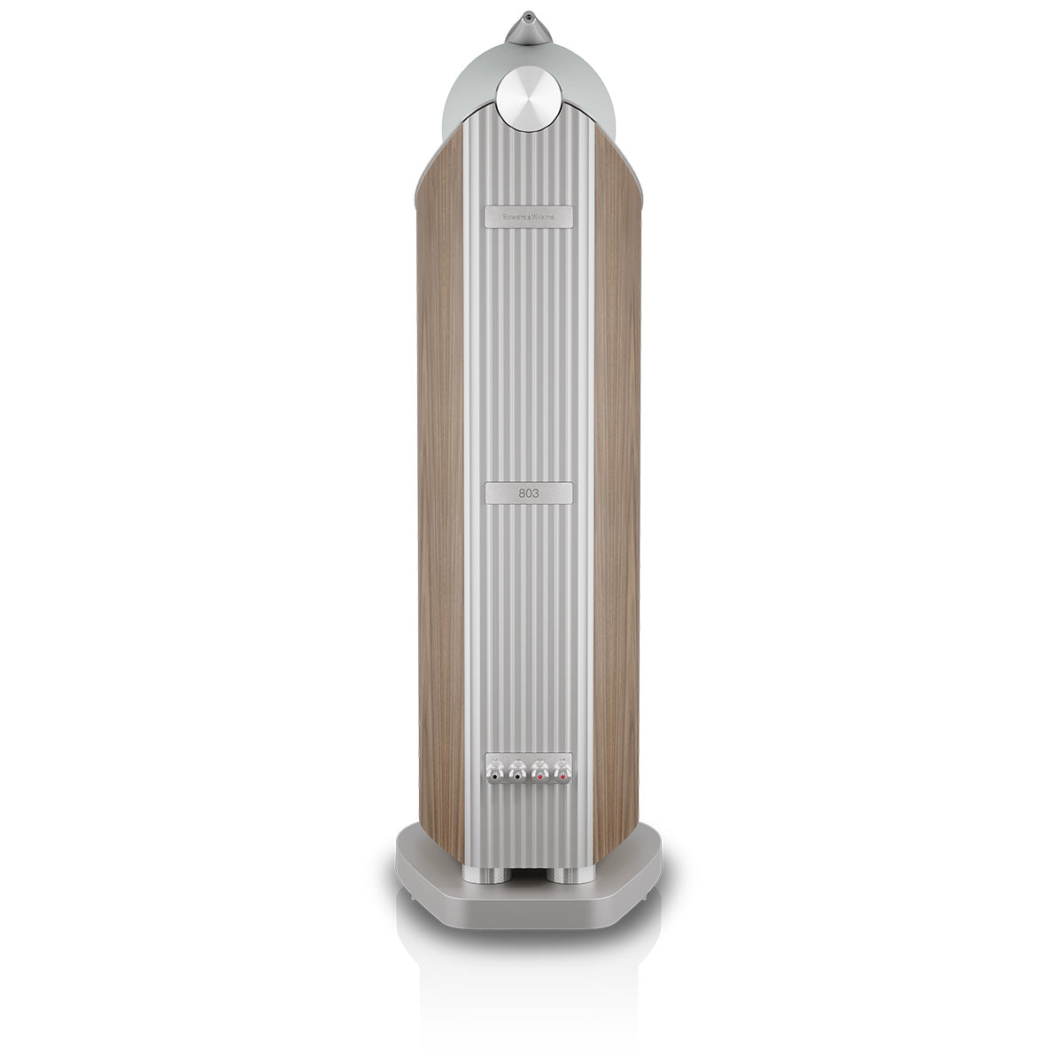 Bowers & Wilkins 803 D5 Floorstanding Loudspeaker - rear view of single Light Walnut speaker