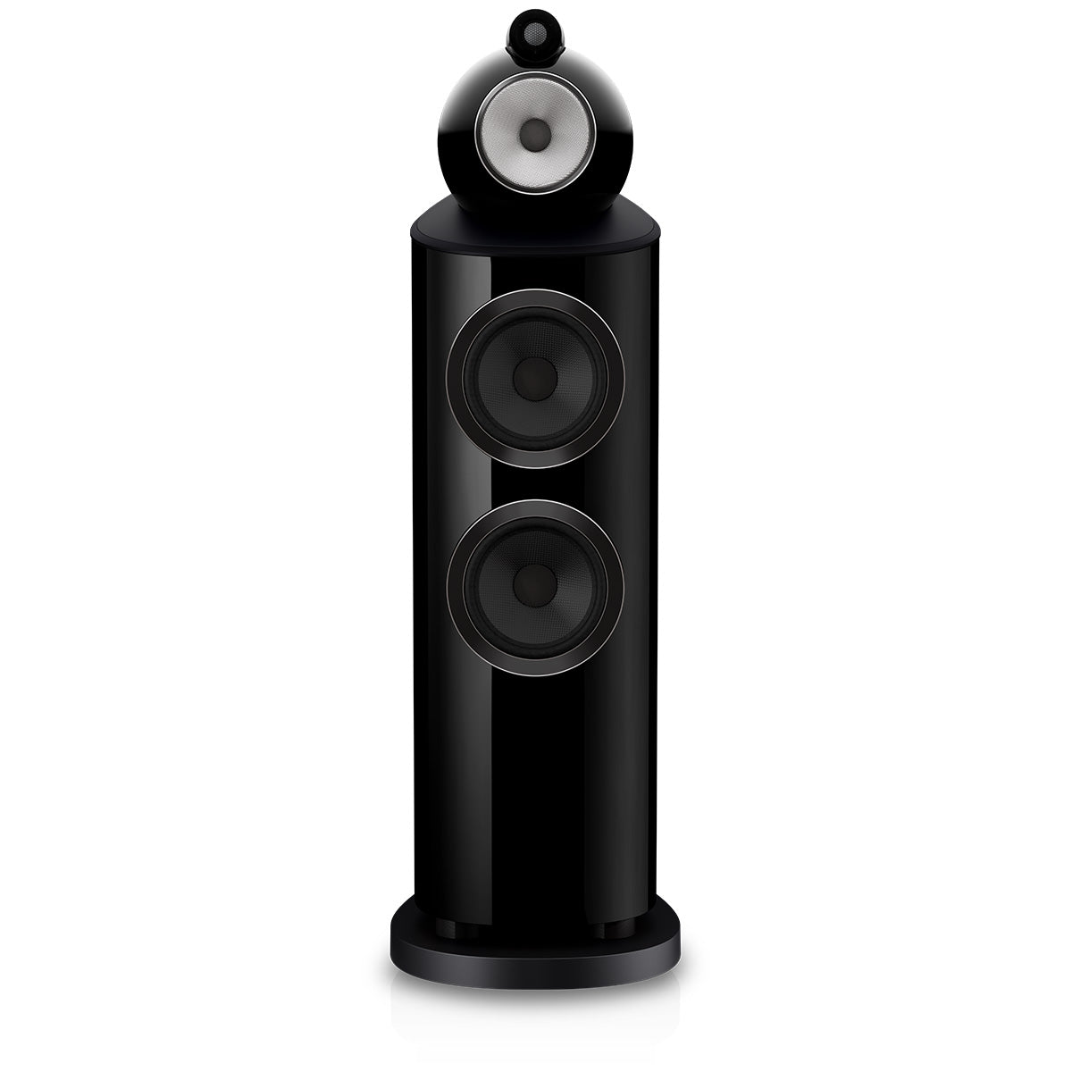 Bowers & Wilkins 803 D5 Floorstanding Loudspeaker - front view of single Stealth Black speaker without grilles
