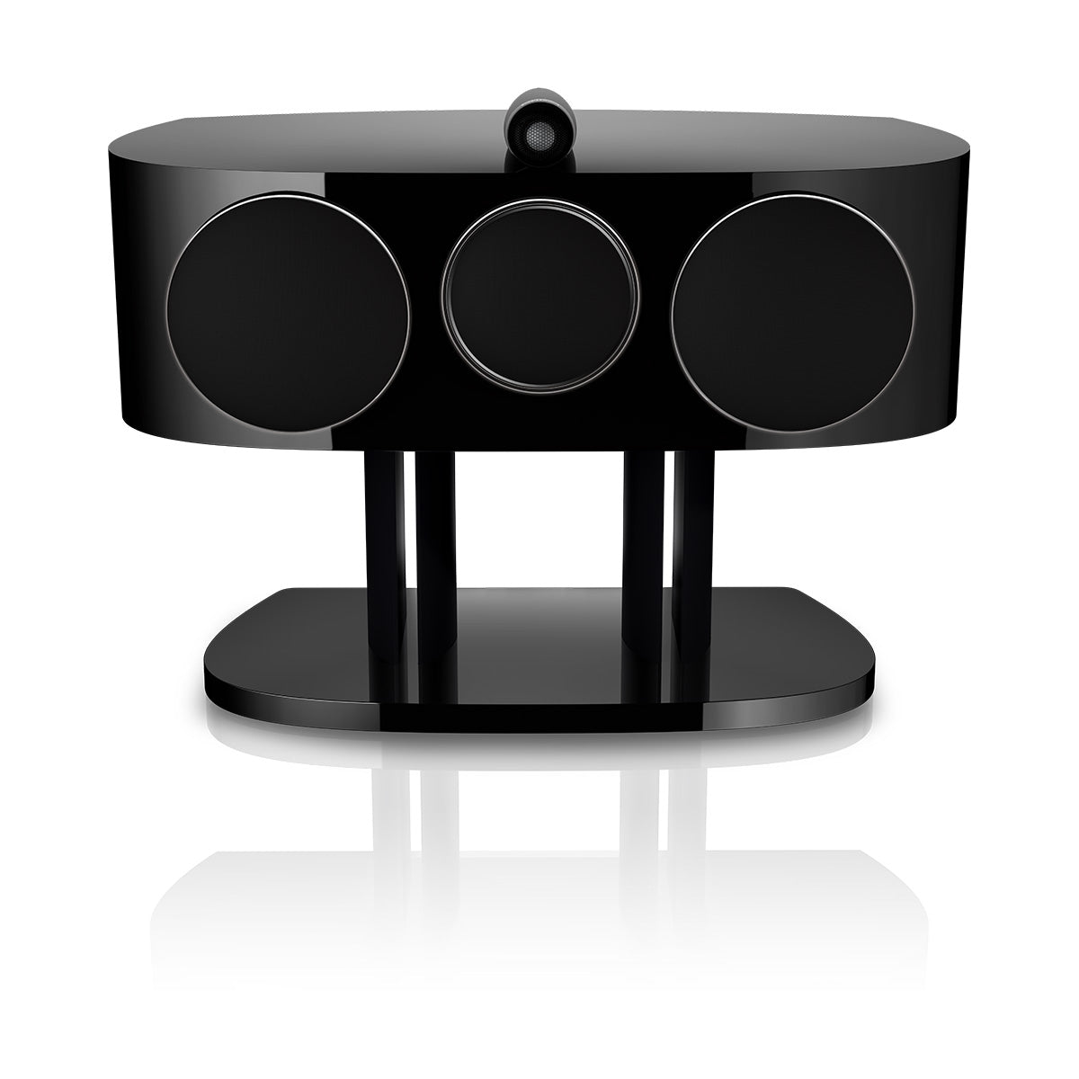 Bowers & Wilkins HTM81 D5 Center Channel Loudspeaker - front view of Stealth Black speaker with grilles