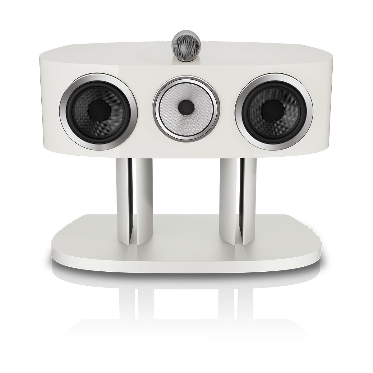 Bowers & Wilkins HTM82 D5 Center Channel Loudspeaker - front view of Warm White speaker without grilles