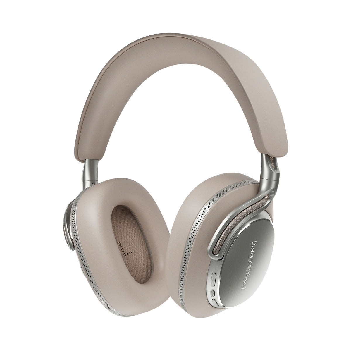Bowers & Wilkins Px8 S2 Wireless Over-Ear Headphones - Stone - rear view angled left