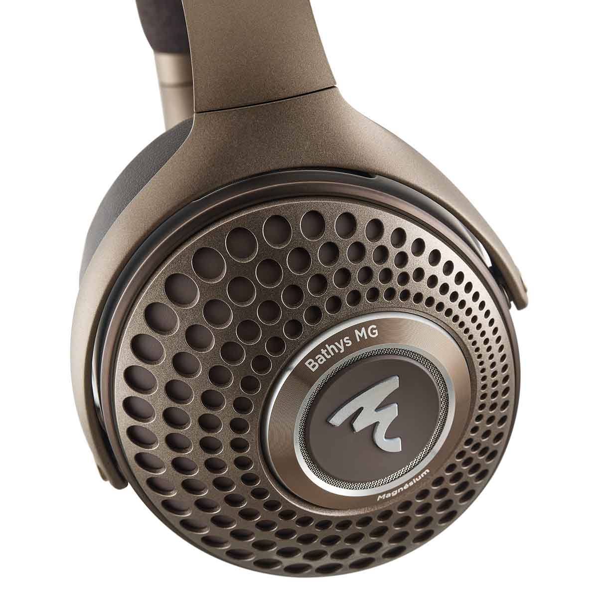 Focal Bathys MG Wireless Over-Ear Active Noise Cancelling Headphones - detail view of outer right earphone
